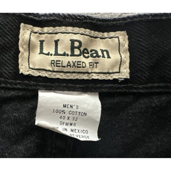 Vintage LL Bean Jeans Mens 40x31 Black Denim Relaxed Tapered Distressed HighRise - Picture 4 of 11